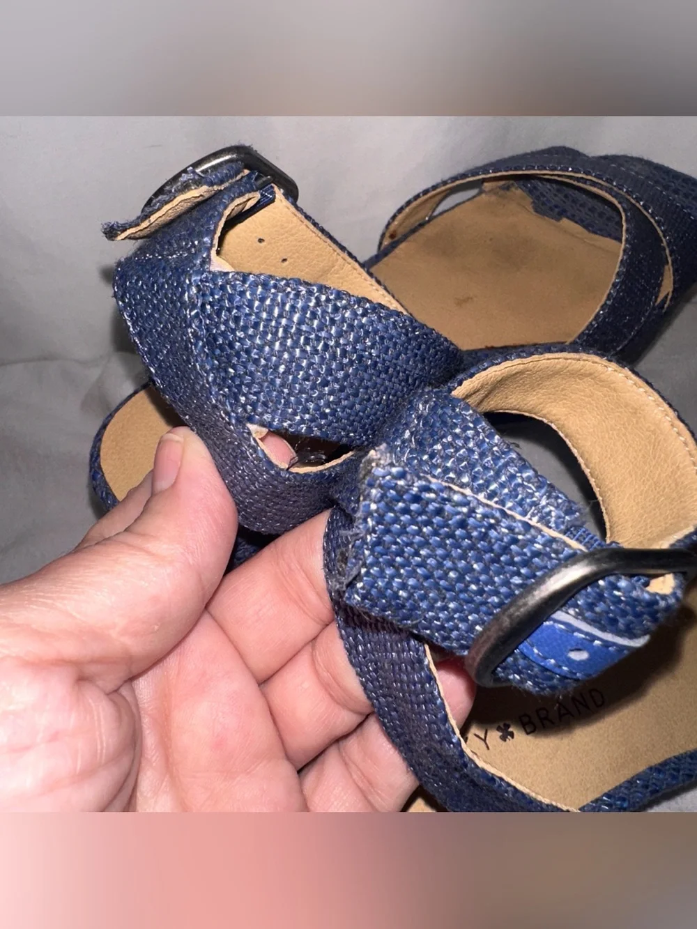 Lucky Brand Women's Size 7 Blue Denim Look Platform Sandals 2.5” Heels